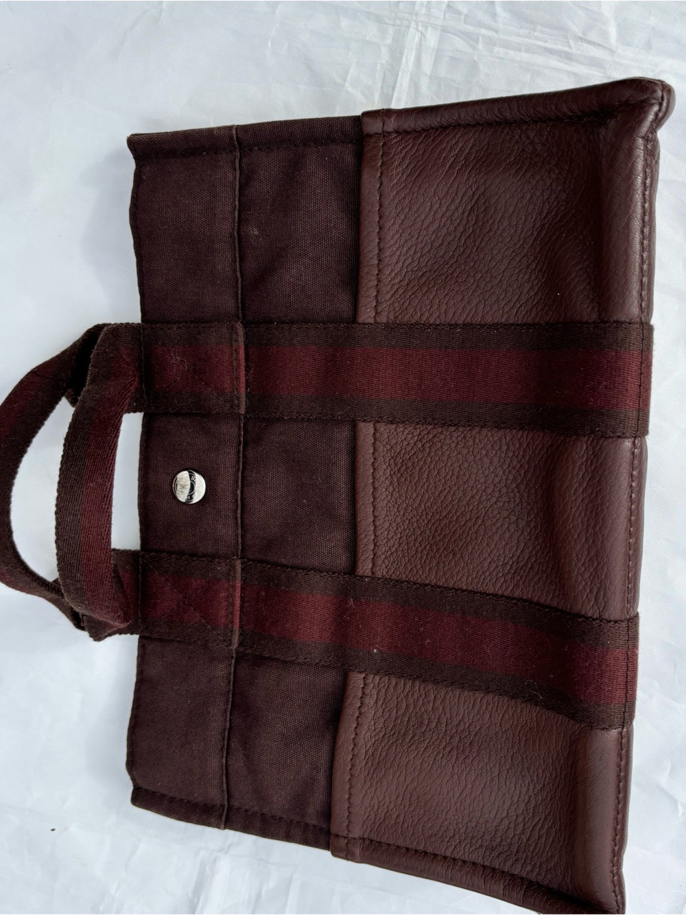 Hermès Fourre Tout Burgundy Canvas Tote Bag